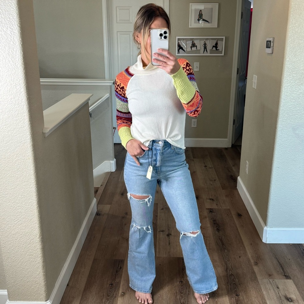 FLASH SALE! Free People ribbed long sleeve ivory shirt